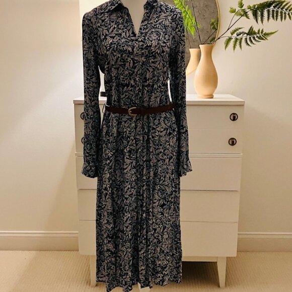 Joules British country blue floral midi dress button and belt women's size 6 - Picture 3 of 6